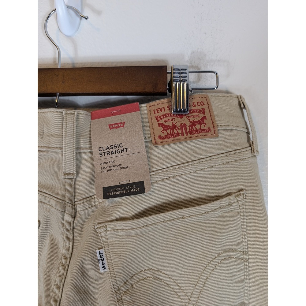 Levis Classic Straight Jeans Womens 10 M Tan Khaki Mid Rise Stretch Denim New - Picture 10 of 11